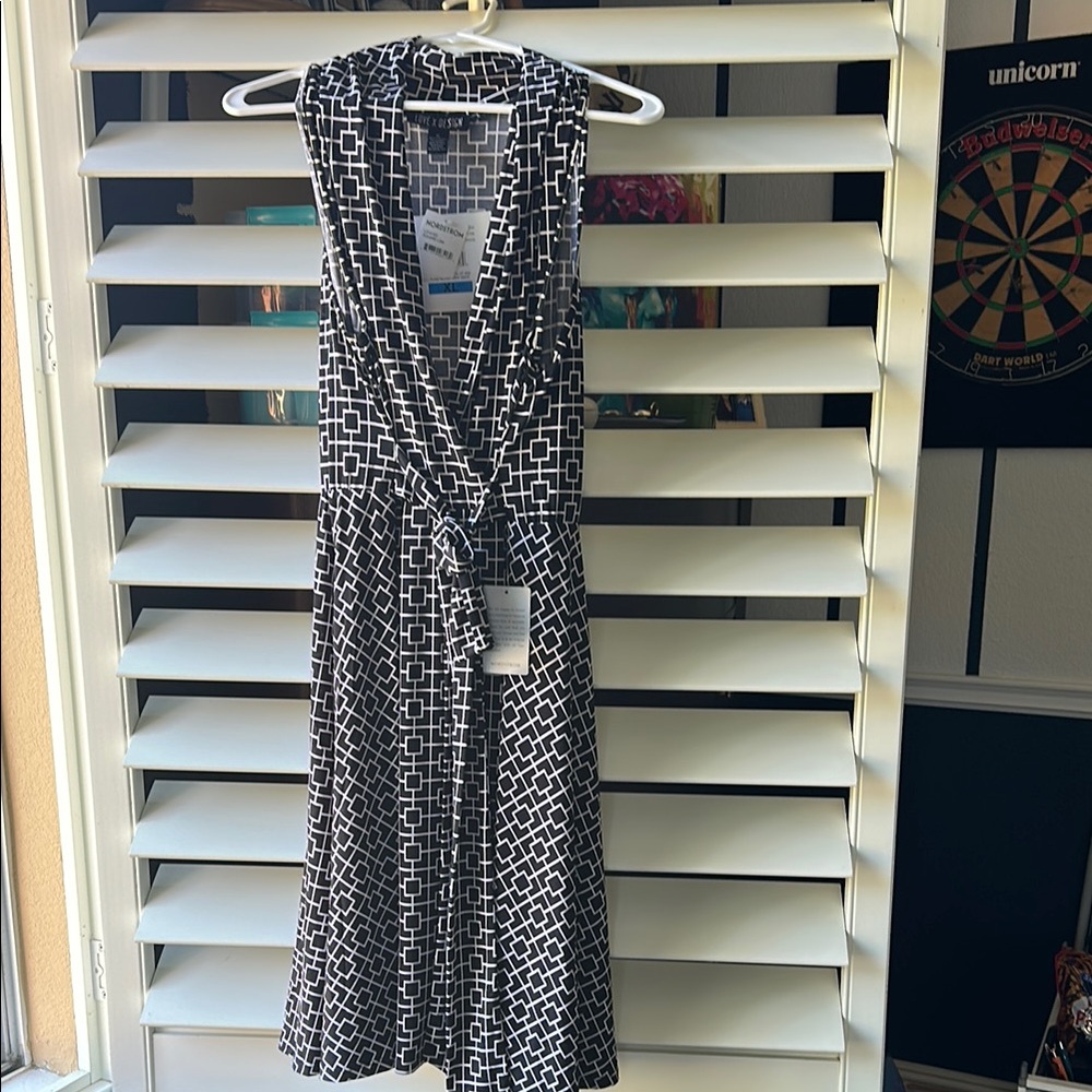 Geometric Black and White Dress